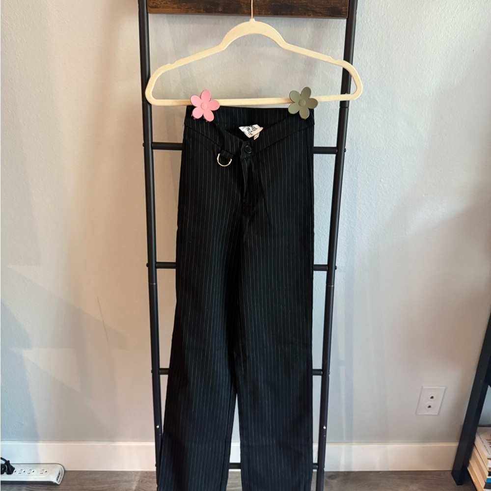 Princess Polly Black Pinstripe Trousers
